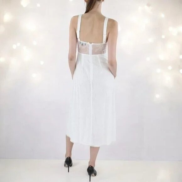 Danielle Bernstein White Lace Maxi Dress Adjustable Straps & Sheer Bodice-XS - Picture 2 of 11